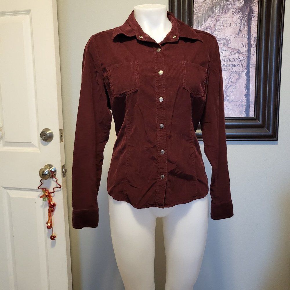 Classic Blues Brand | Burgundy Corduroy Shirt Jacket | Snap Front | Women's L